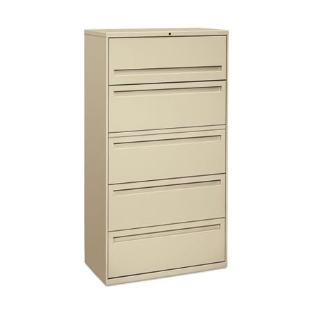Hon HON, 700 SERIES FIVE-DRAWER LATERAL FILE W/ROLL-OUT SHELF, 36W X 18D X 64 1/4H, PUTTY 785LL